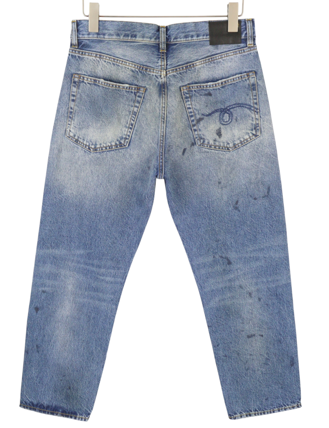 R13 Boyfriend Women Jeans 26 Jasper Straight Fit Whiskers Faded Ankle Blue PF25