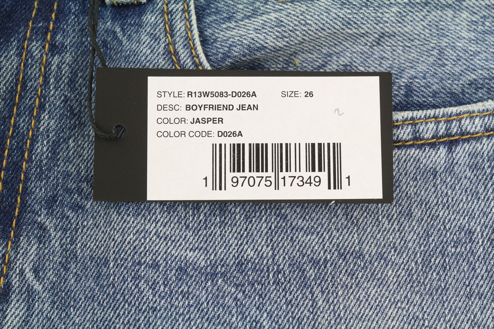 R13 Boyfriend Women Jeans 26 Jasper Straight Fit Whiskers Faded Ankle Blue PF25