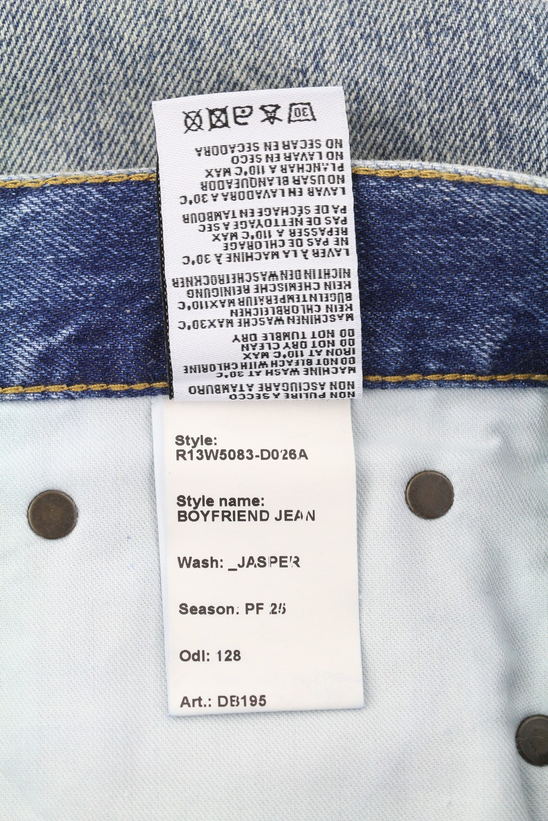 R13 Boyfriend Women Jeans 26 Jasper Straight Fit Whiskers Faded Ankle Blue PF25