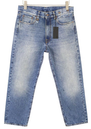 R13 Boyfriend Women Jeans 27 Jasper Straight Fit Whiskers Faded Ankle Blue PF25