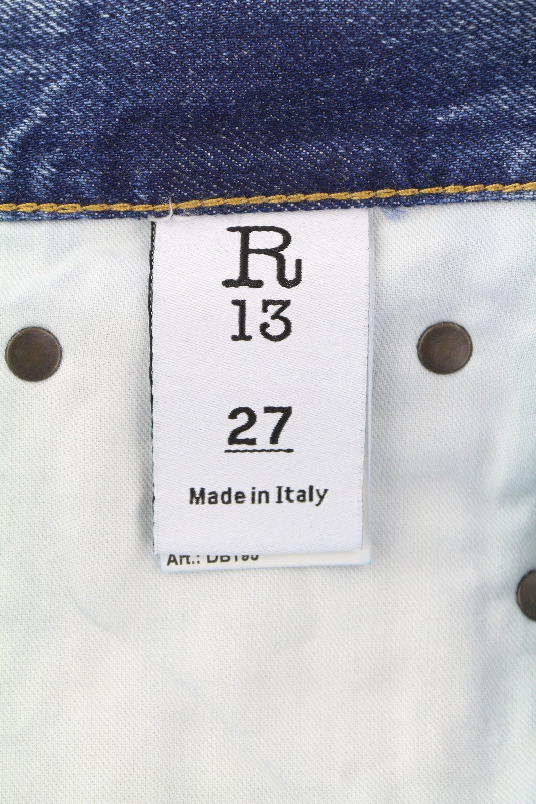 R13 Boyfriend Women Jeans 27 Jasper Straight Fit Whiskers Faded Ankle Blue PF25