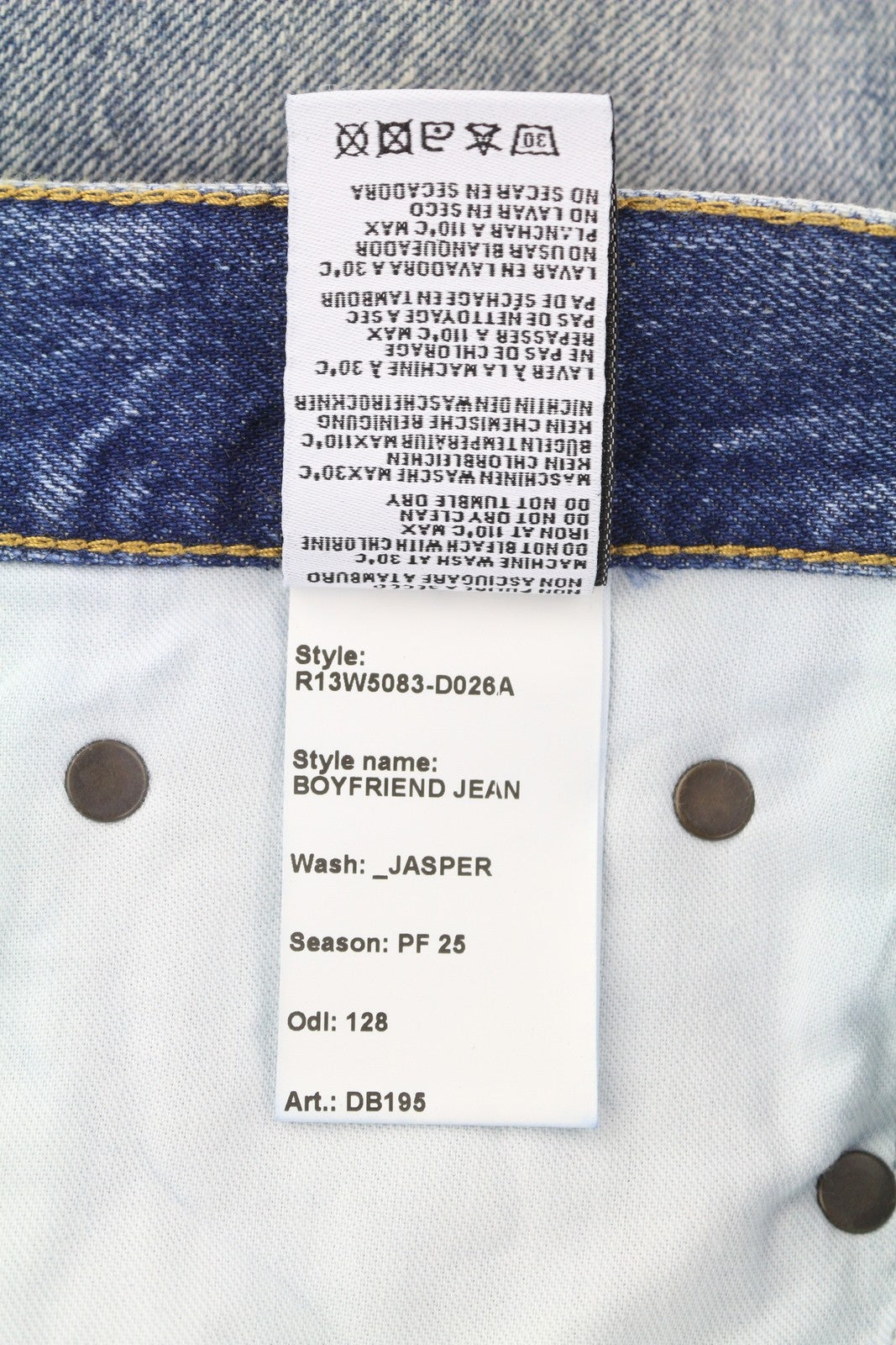 R13 Boyfriend Women Jeans 27 Jasper Straight Fit Whiskers Faded Ankle Blue PF25