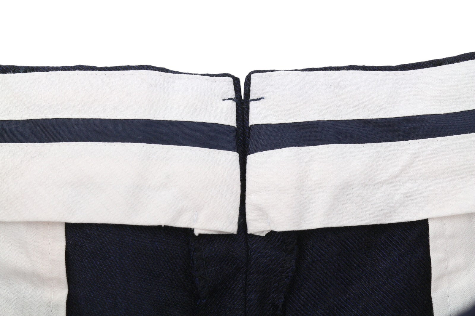 SUITSUPPLY Brescia Men Trousers ~W33 Dark Blue Linen Turn-Up Tapered Fit Flat