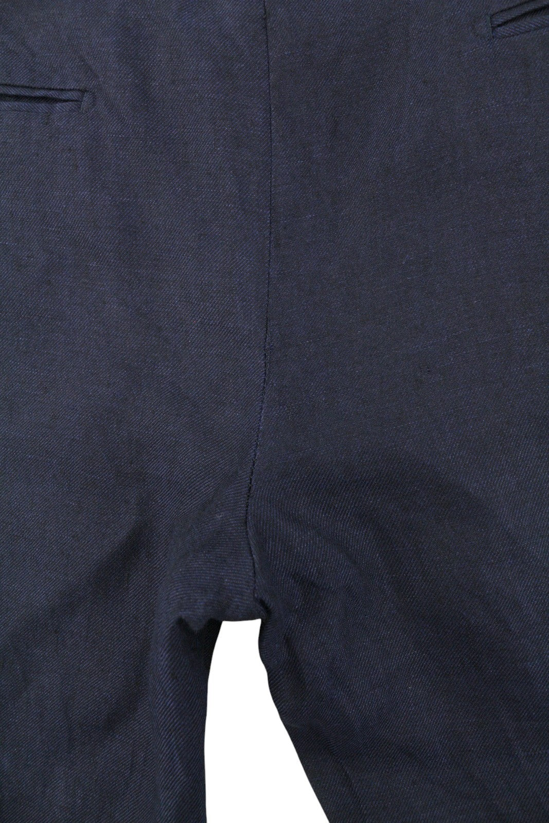 SUITSUPPLY Brescia Men Trousers ~W33 Dark Blue Linen Turn-Up Tapered Fit Flat