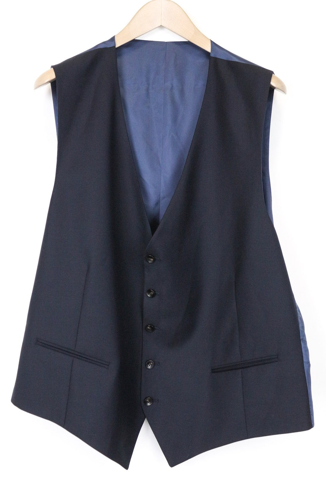 SUITSUPPLY Ferrara Men's Waistcoat UK52L Blue Slim Pure Wool V-Neck Vest