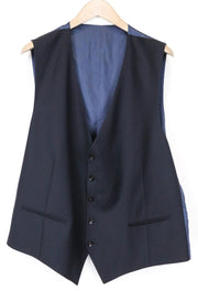 SUITSUPPLY Ferrara Men's Waistcoat UK52L Blue Slim Pure Wool V-Neck Vest