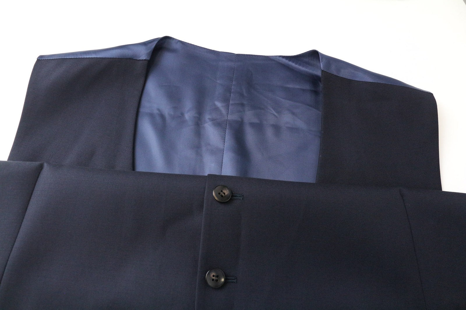 SUITSUPPLY Ferrara Men's Waistcoat UK52L Blue Slim Pure Wool V-Neck Vest