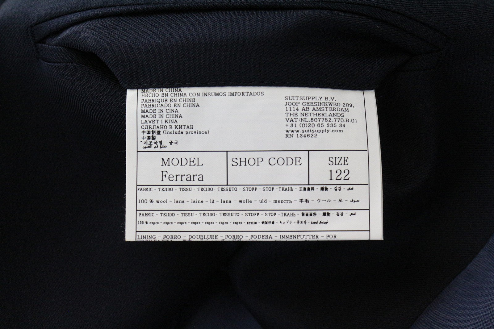 SUITSUPPLY Ferrara Men's Waistcoat UK52L Blue Slim Pure Wool V-Neck Vest