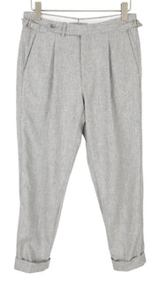 SUITSUPPLY Vigo ZC Men Trousers UK30S Grey Melange Flannel Wool Pleat Tapered