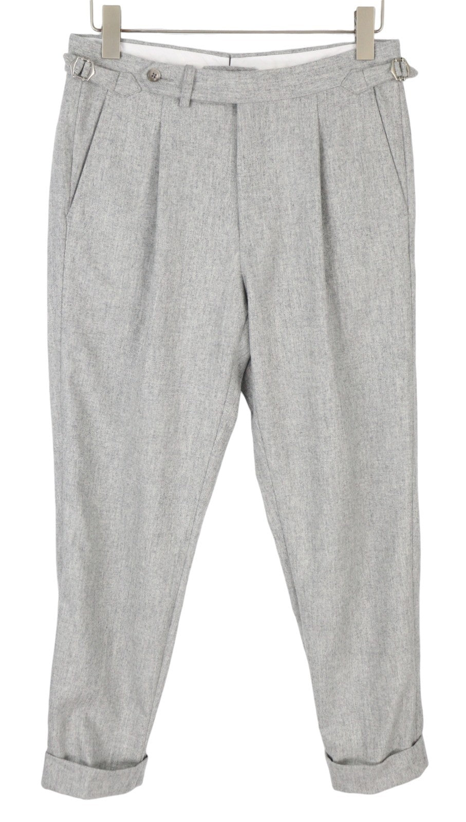 SUITSUPPLY Vigo ZC Men Trousers UK30S Grey Melange Flannel Wool Pleat Tapered