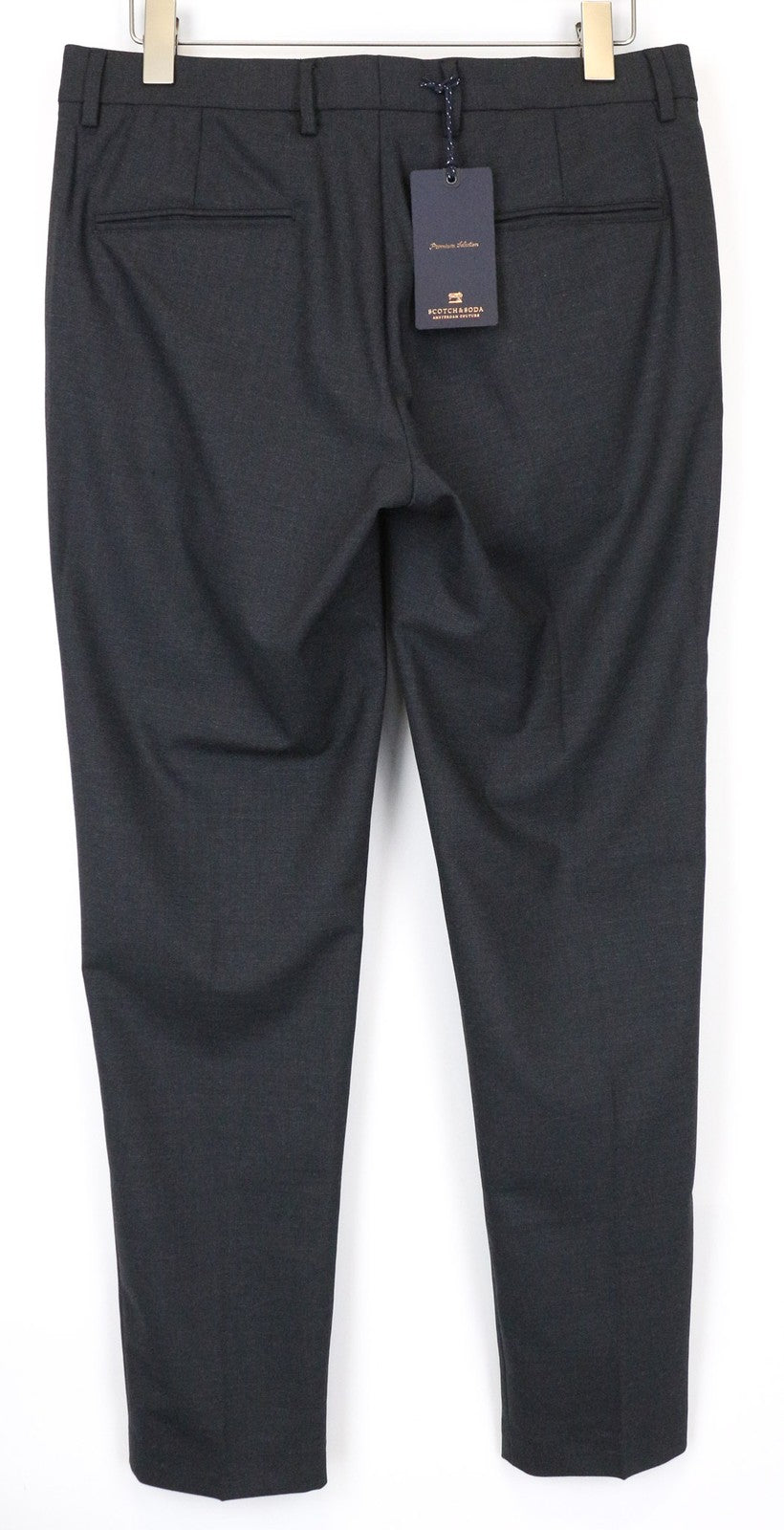 SCOTCH & SODA Men's Trousers 50 Dark Grey Slim Flat-Front Classic Chino Zip