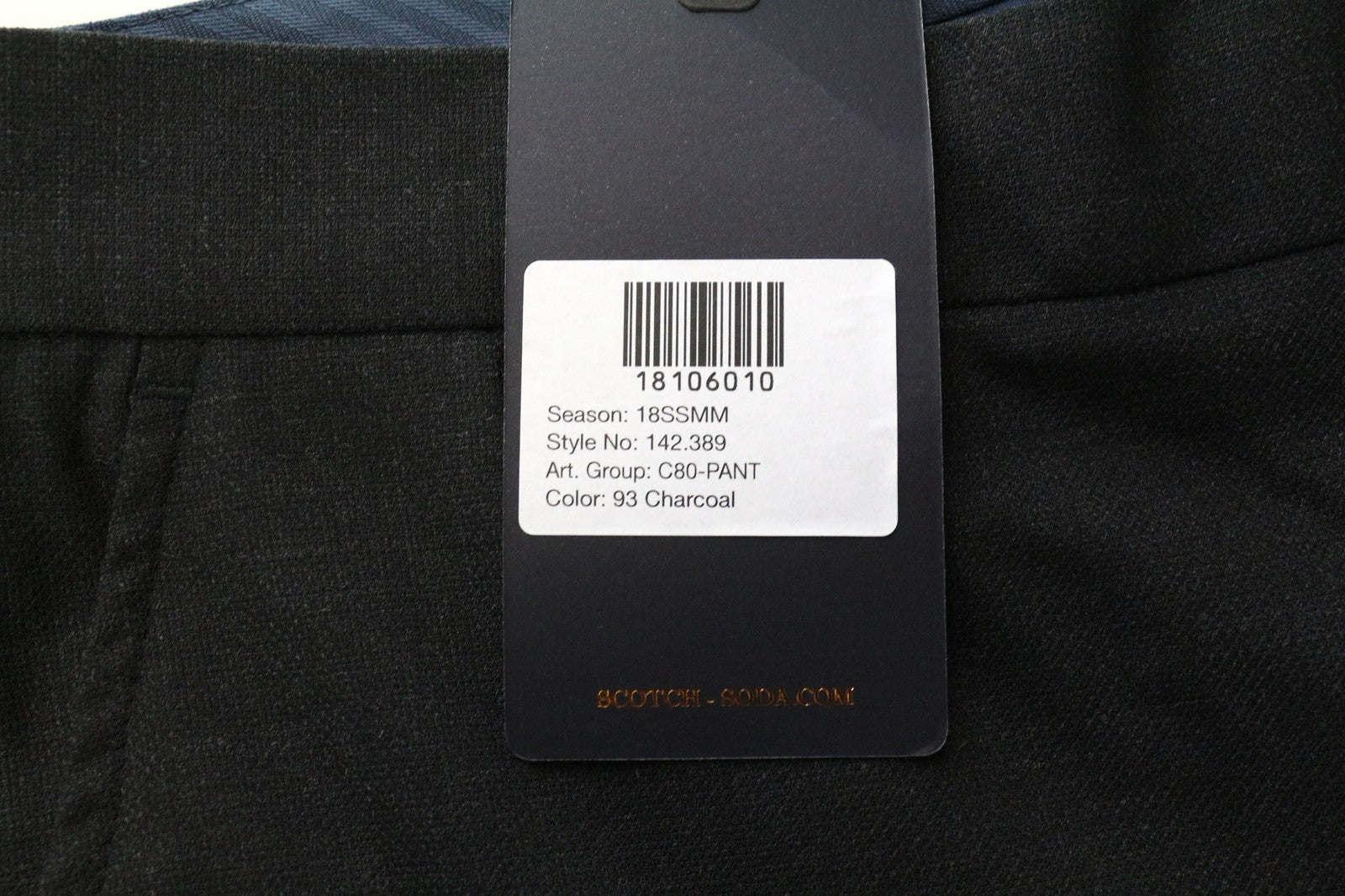 SCOTCH & SODA Men's Trousers 50 Dark Grey Slim Flat-Front Classic Chino Zip