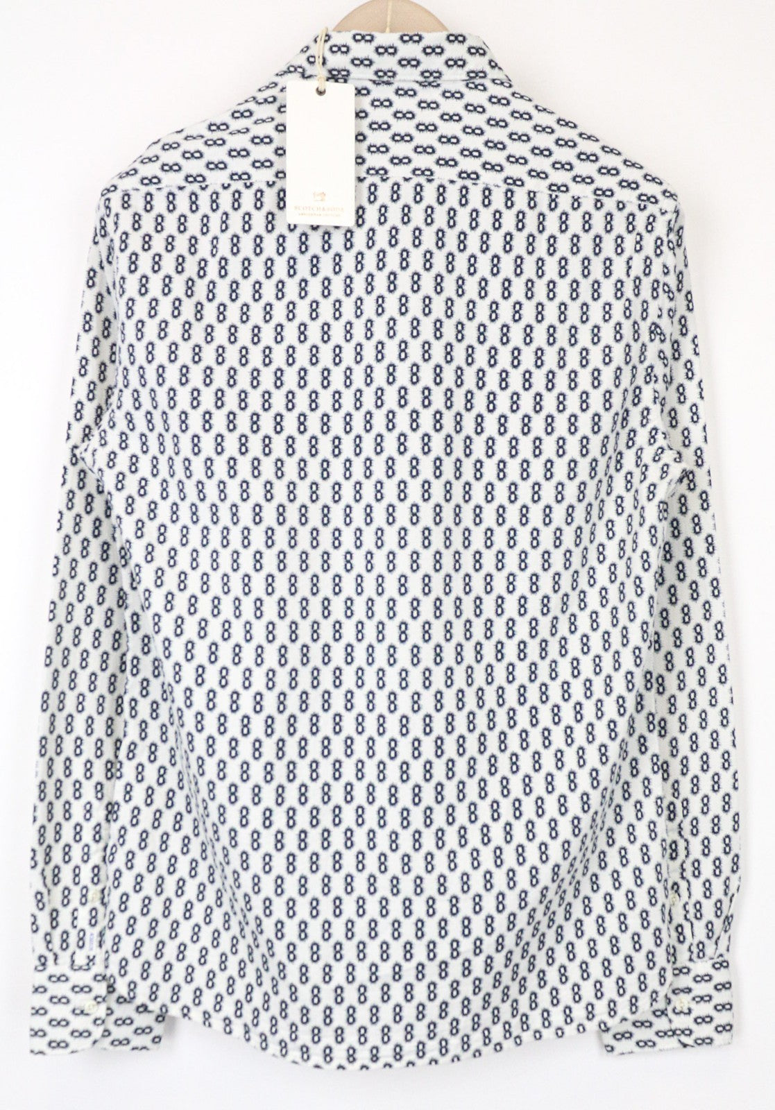 SCOTCH & SODA Men's Shirt M White Abstract Pattern Pure Cotton Button-Down