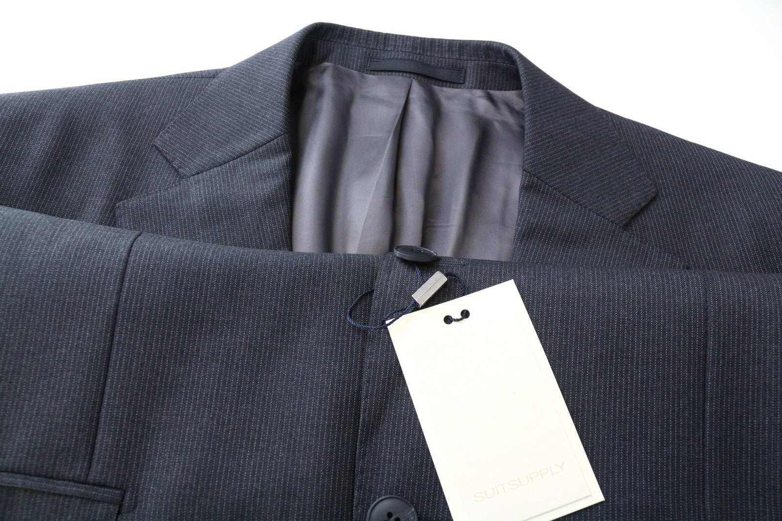 SUITSUPPLY Napoli Men's Blazer UK40R Grey Striped Pure Wool S110s Slim Fit