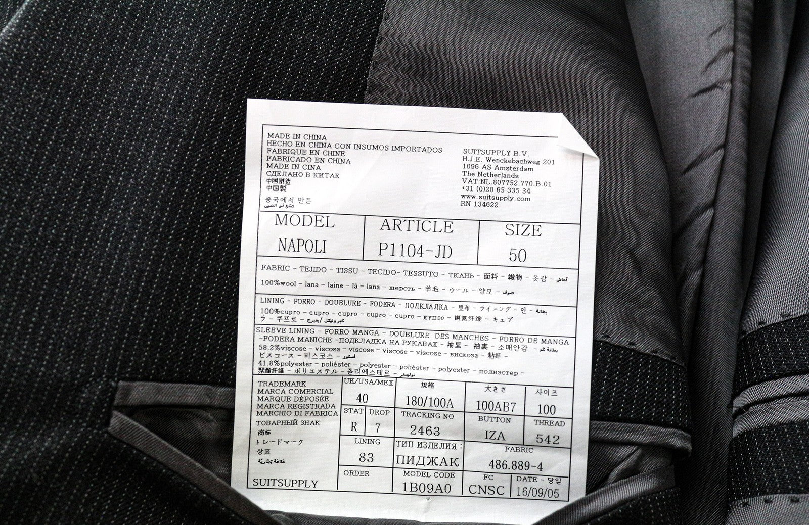 SUITSUPPLY Napoli Men's Blazer UK40R Grey Striped Pure Wool S110s Slim Fit