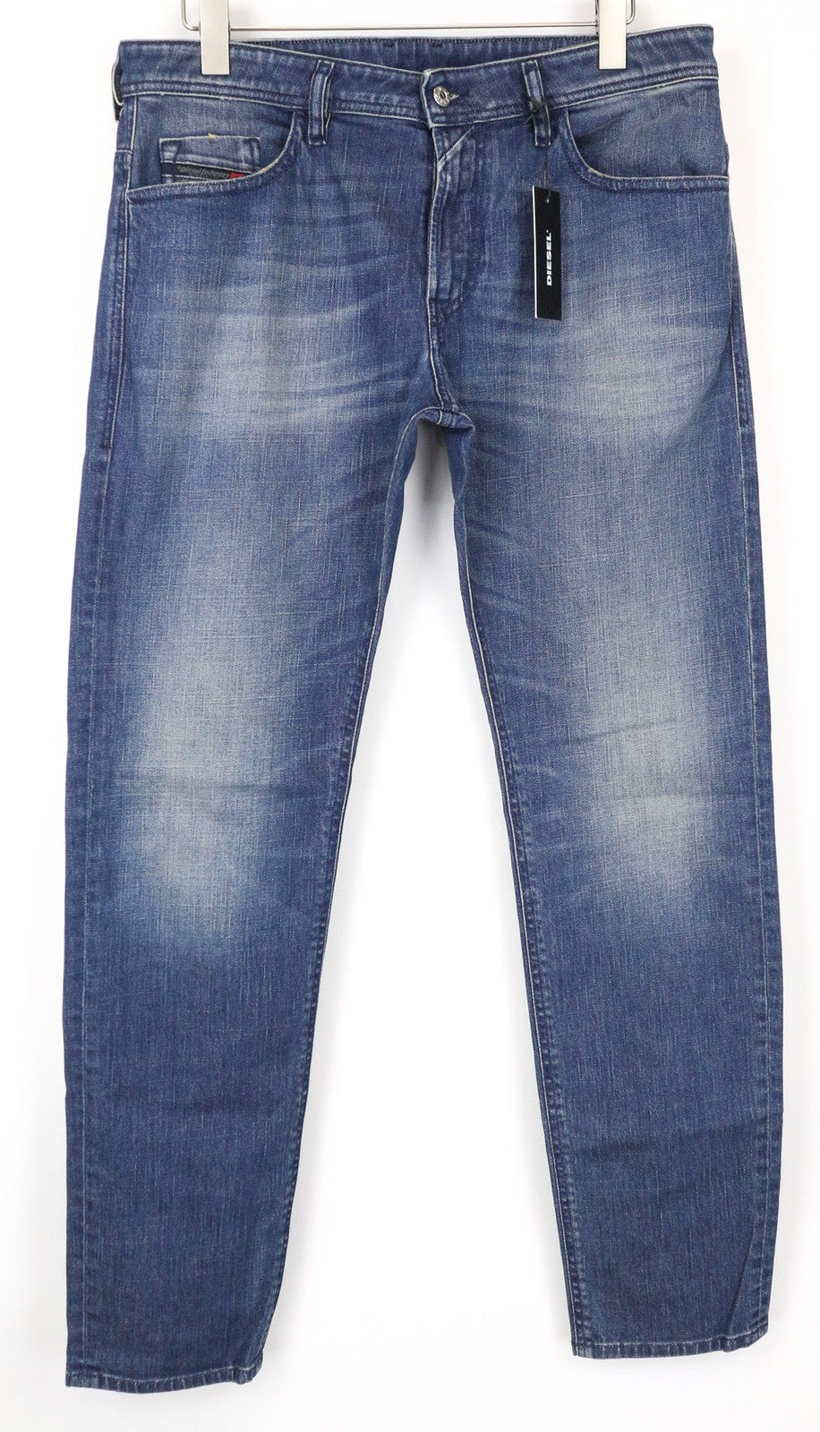 DIESEL Thommer 089AR Men's Jeans W34 Blue Slim Fit Stretch Skinny Zip Faded