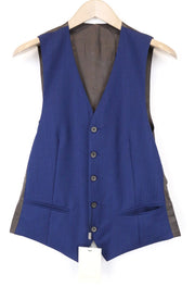 SUITSUPPLY Ferrara Men's Waistcoat UK36R Mid Blue Slim Pure Wool Formal Vest