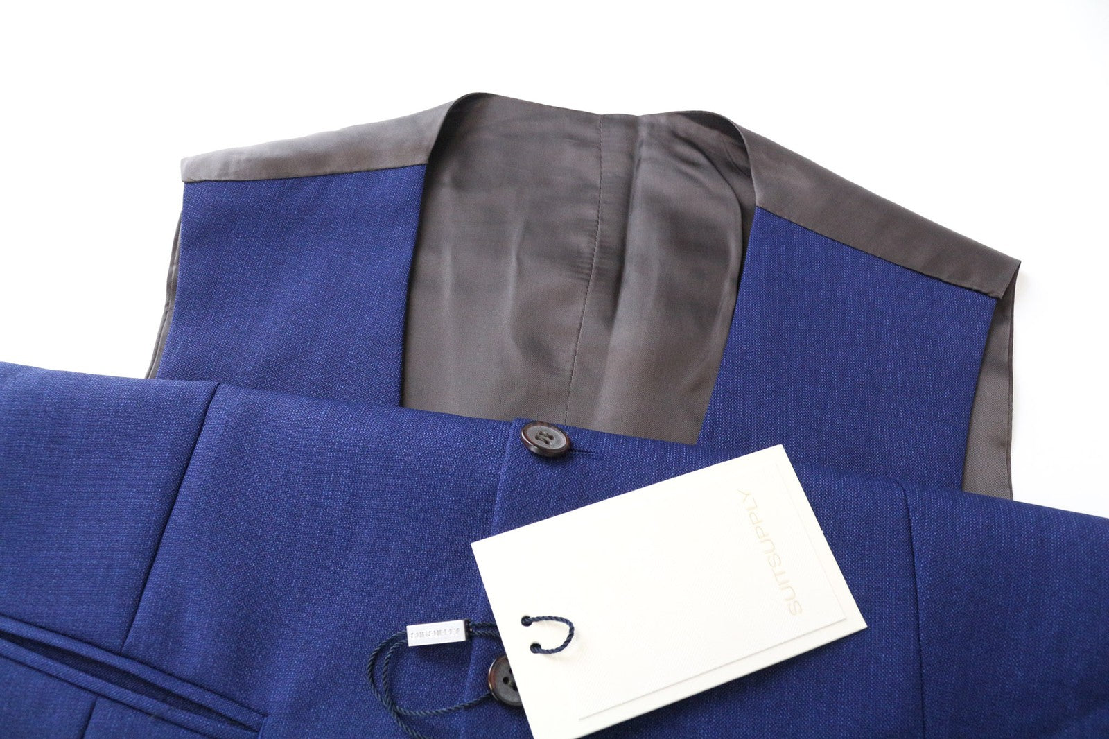 SUITSUPPLY Ferrara Men's Waistcoat UK36R Mid Blue Slim Pure Wool Formal Vest