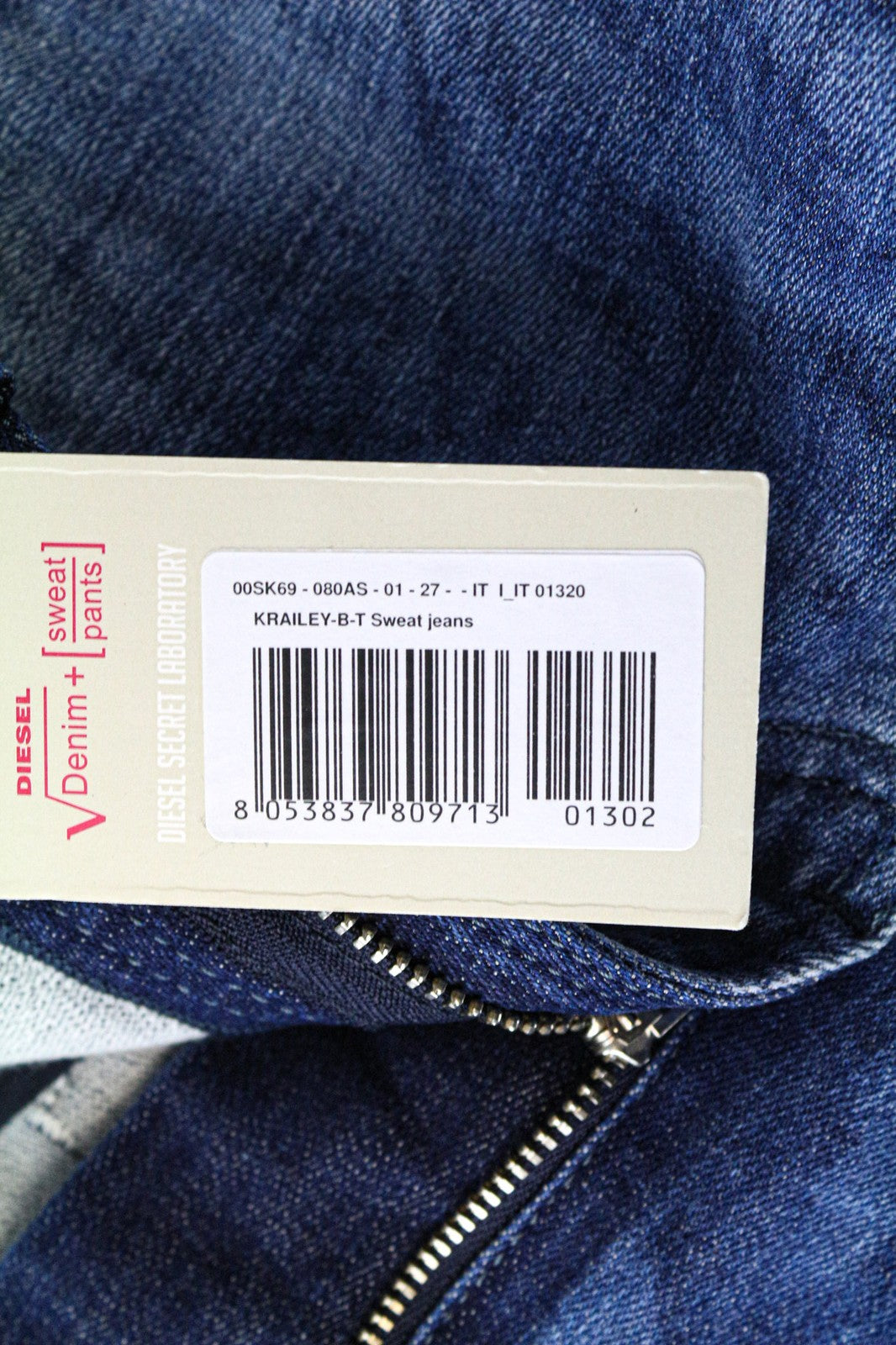 DIESEL Krailey-B-T 080AS Women's Jeans W27 Blue Jogg Sweat Stretch Distressed