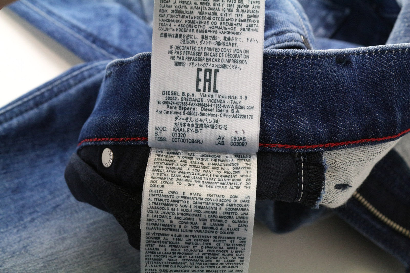 DIESEL Krailey-B-T 080AS Women's Jeans W27 Blue Jogg Sweat Stretch Distressed