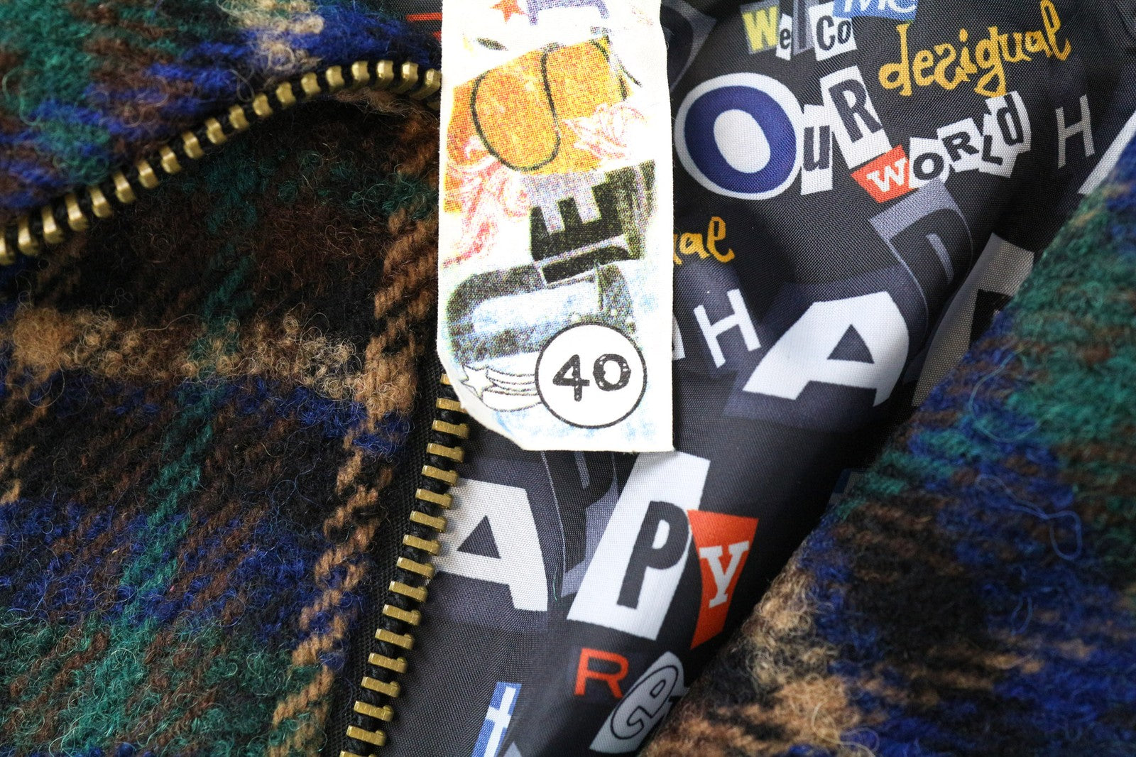 DESIGUAL Women's Coat 40 Blue Checked Tartan Wool Blend Kimono Relaxed Neck