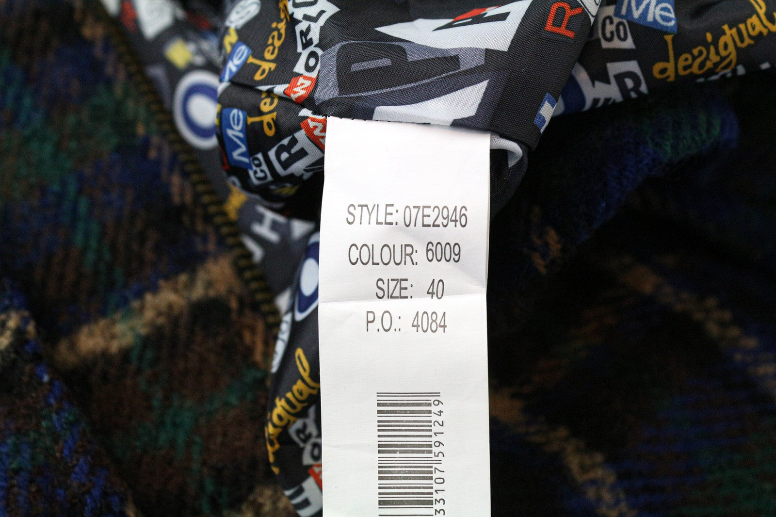 DESIGUAL Women's Coat 40 Blue Checked Tartan Wool Blend Kimono Relaxed Neck