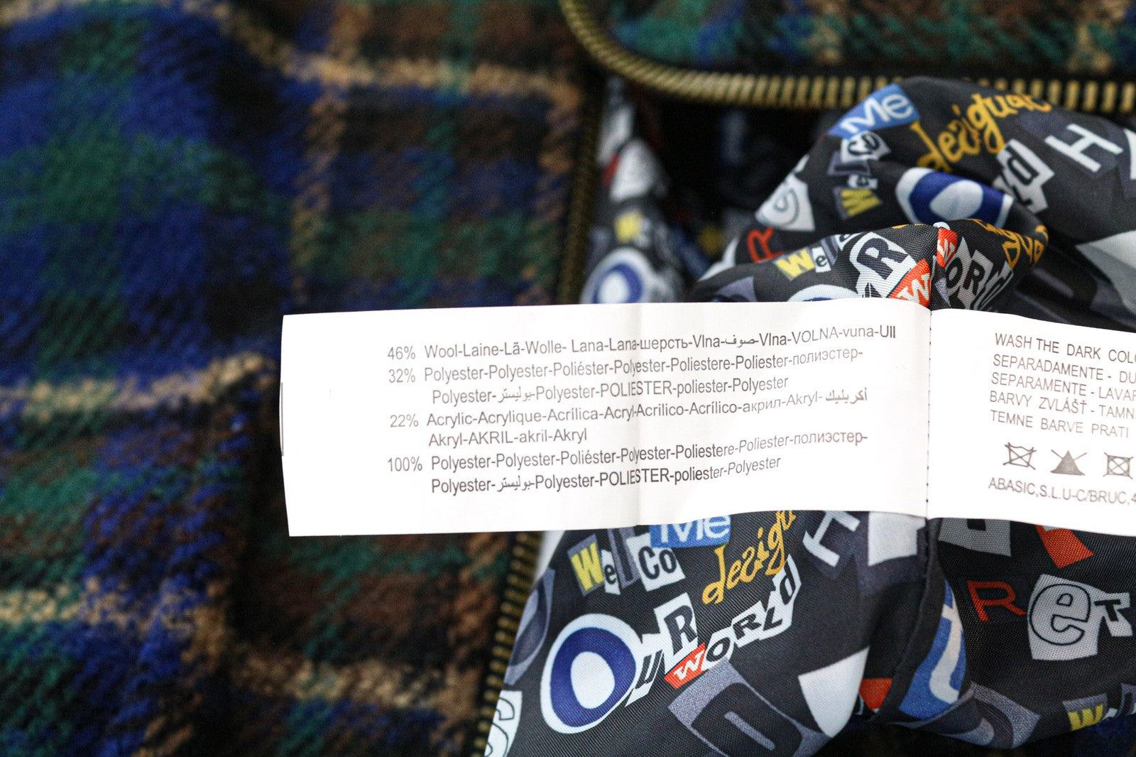 DESIGUAL Women's Coat 40 Blue Checked Tartan Wool Blend Kimono Relaxed Neck