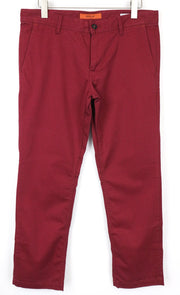 REPLAY Tom Men's Trousers W34/L30 Red Stretch Chino Straight Leg Zip Classic
