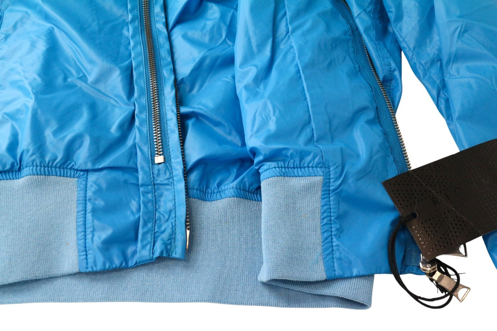 RICHMOND Men's Jacket IT48 Light Blue Hooded Windbreaker Double Zip Designer