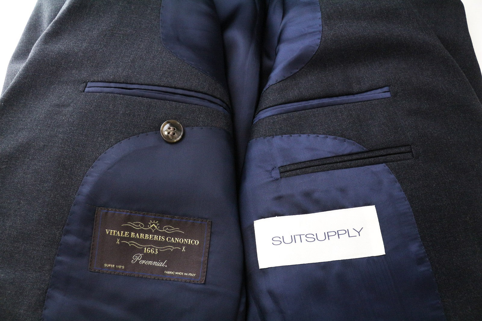 SUITSUPPLY Lazio Men's Blazer UK38L Slim Dark Grey Wool Melange Formal Coat