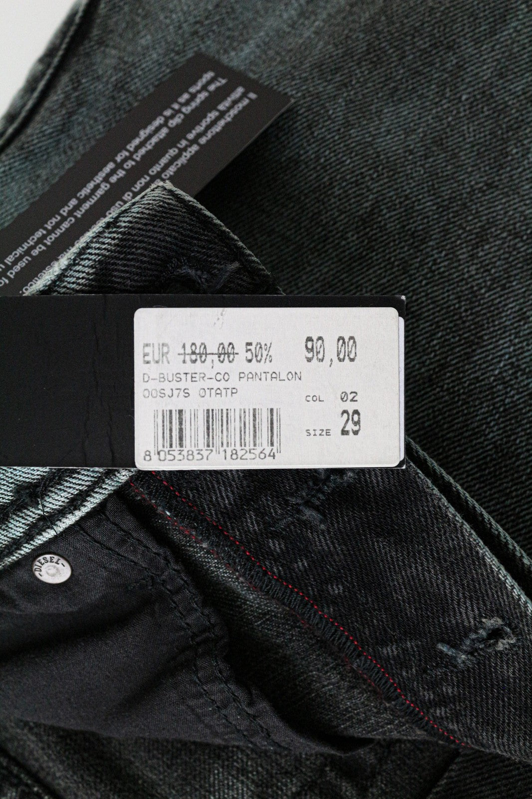 DIESEL D-Buster-CO 00SJ7S Men's Jeans W29 Blue Slim Regular Taper Non-Stretch