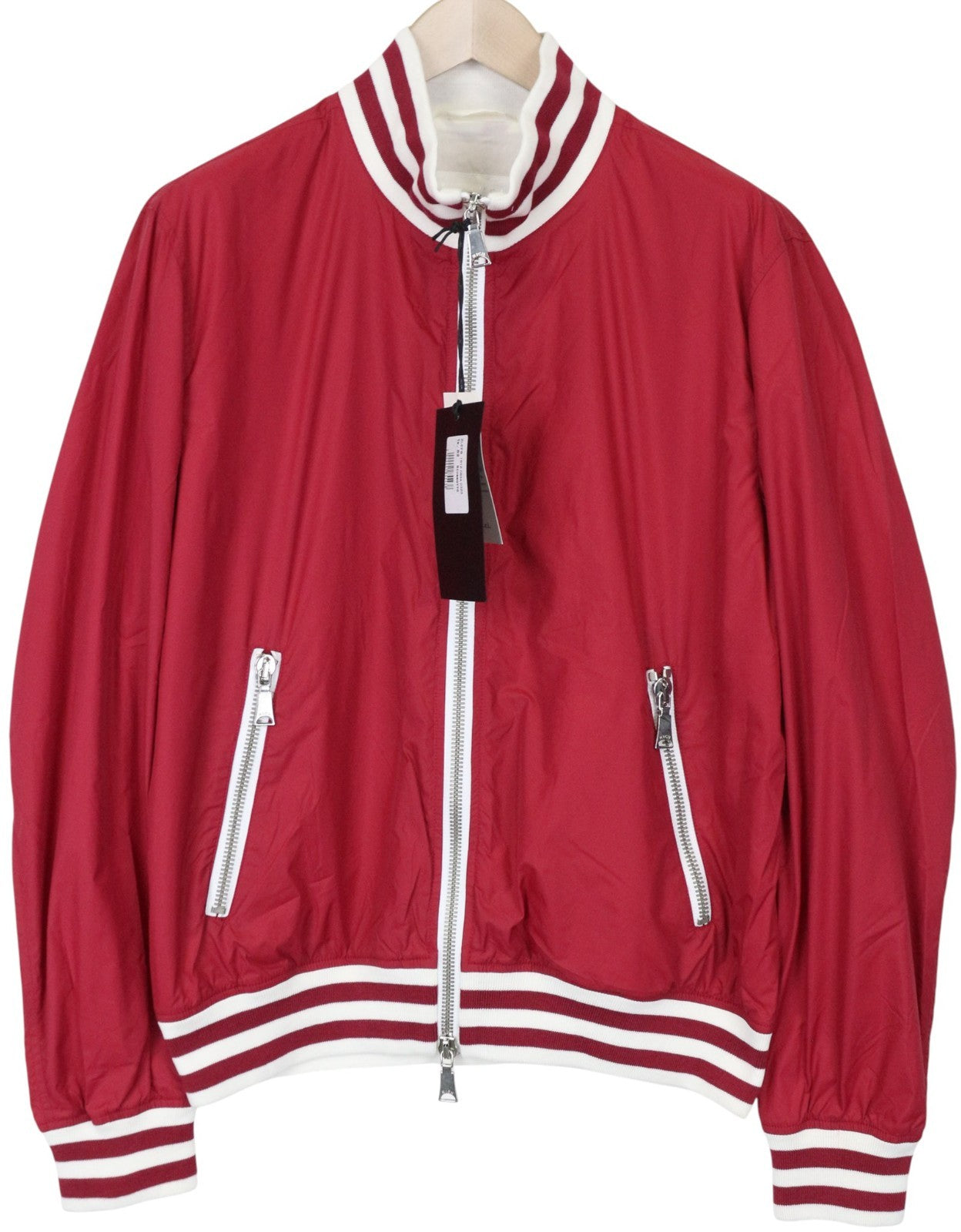 RICHMOND Men's Jacket IT52 Red Sports Designer Windproof Striped Rib Lined