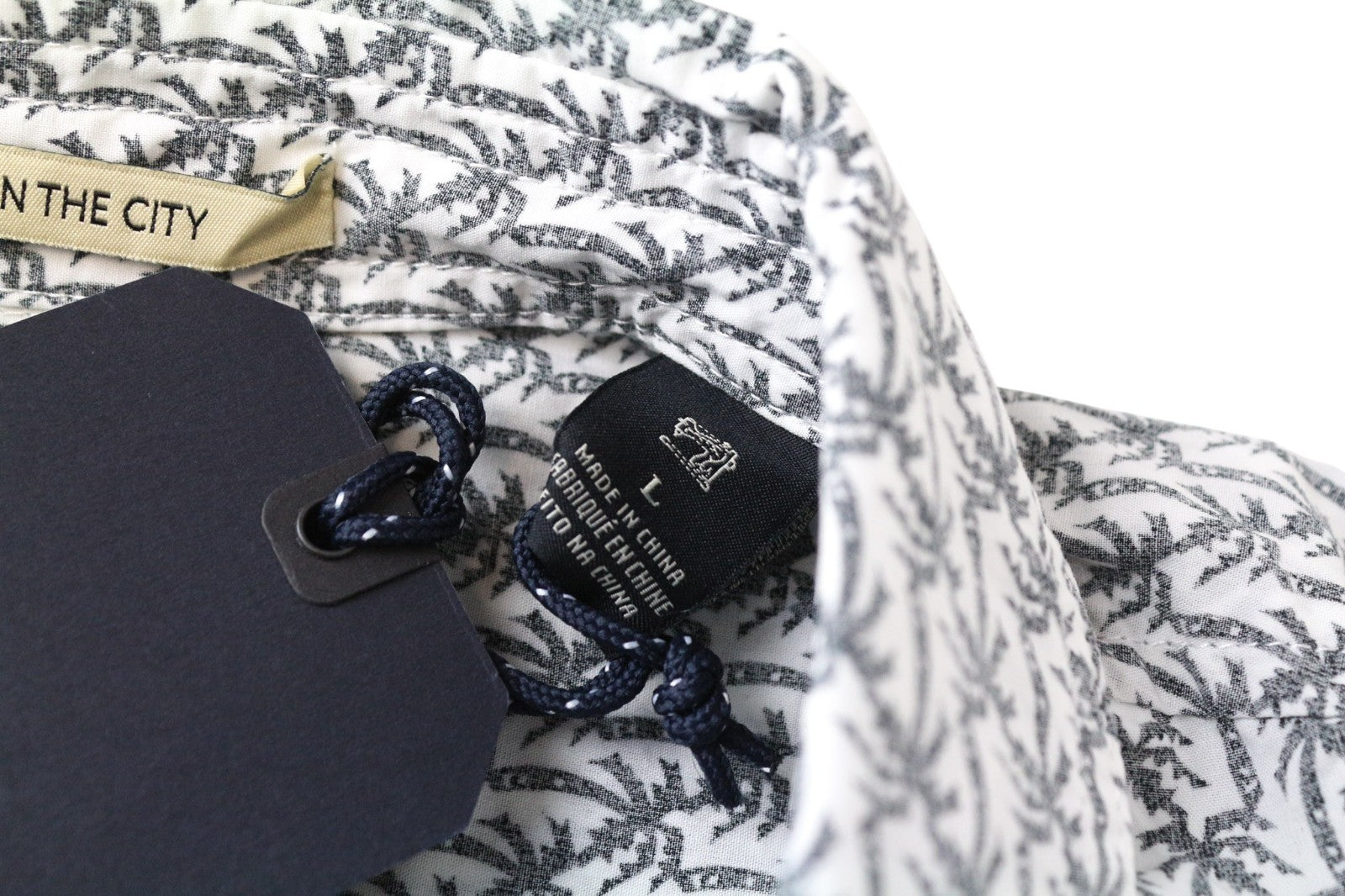 SCOTCH & SODA Men's Shirt L Light Grey Palm Tree Print Pure Cotton Casual