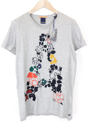 SCOTCH & SODA Women's T-Shirt M Grey Embroidered Cotton Jersey Crew Pullover