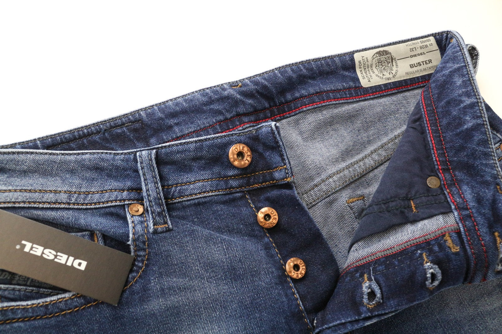 DIESEL Buster 084NS Men's Jeans W28/L32 Blue Slim Regular Tapered Fit Stretch