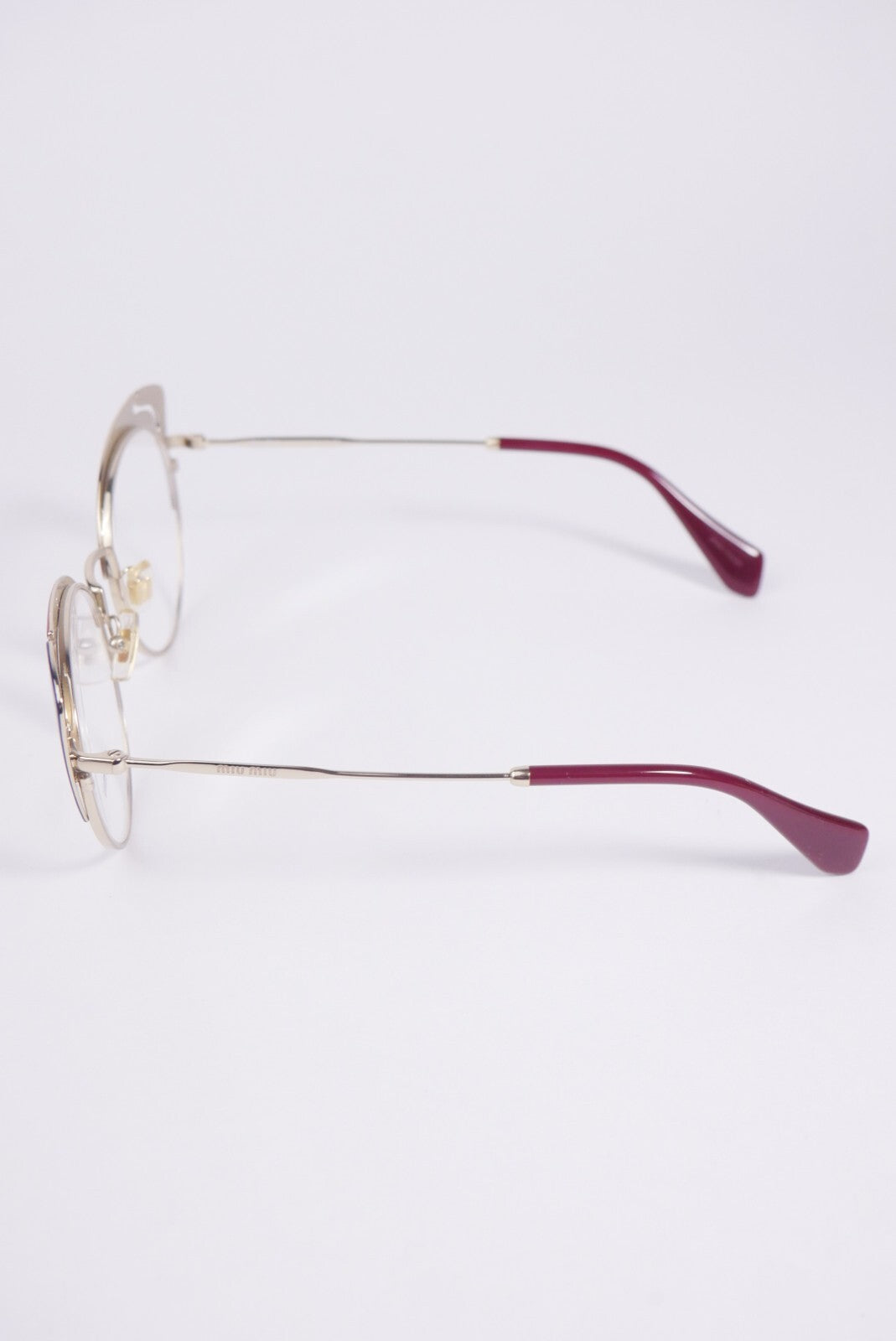 Miu Miu MU 50RV Eyeglasses Pale Gold Butterfly Frame Women Lens 140 Semi Rimless