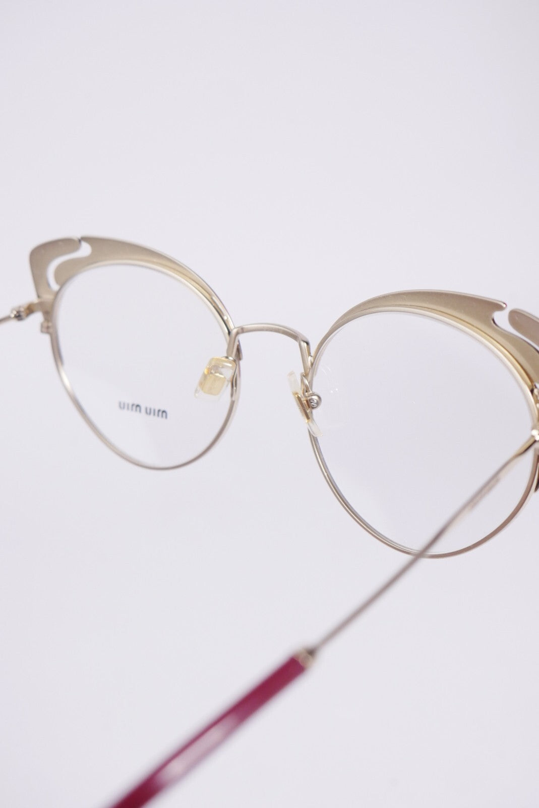 Miu Miu MU 50RV Eyeglasses Pale Gold Butterfly Frame Women Lens 140 Semi Rimless
