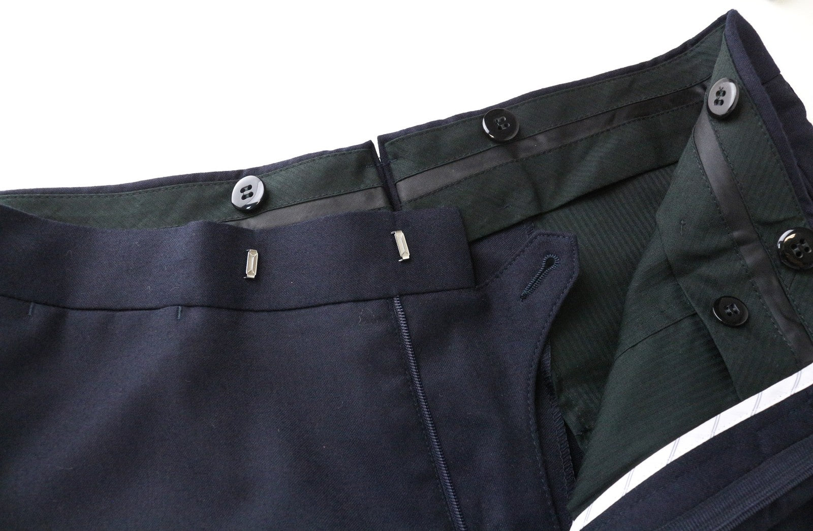 SUITSUPPLY Brescia Tux Men Trousers UK38R Navy Blue Pleat Classic Pure Wool