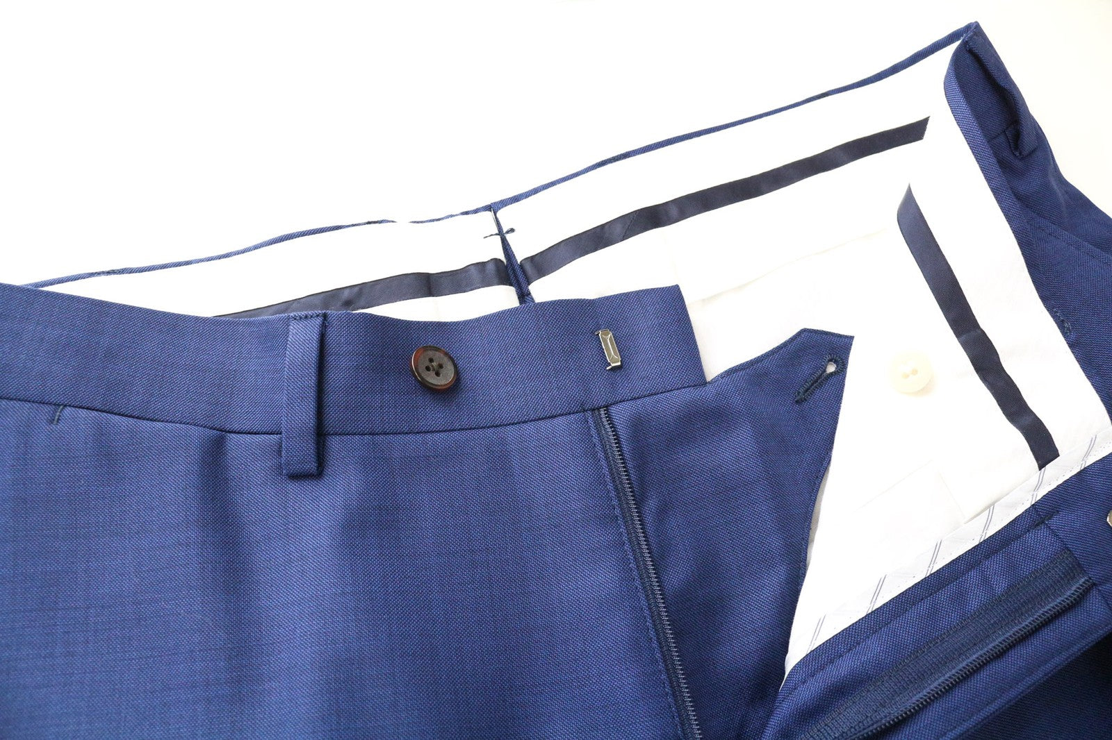 SUITSUPPLY Brescia Men Trousers UK32S Blue Pure Wool Pleat Front Classic