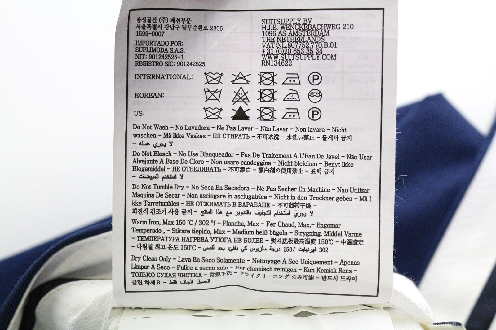 SUITSUPPLY Brescia Men Trousers UK32S Blue Pure Wool Pleat Front Classic