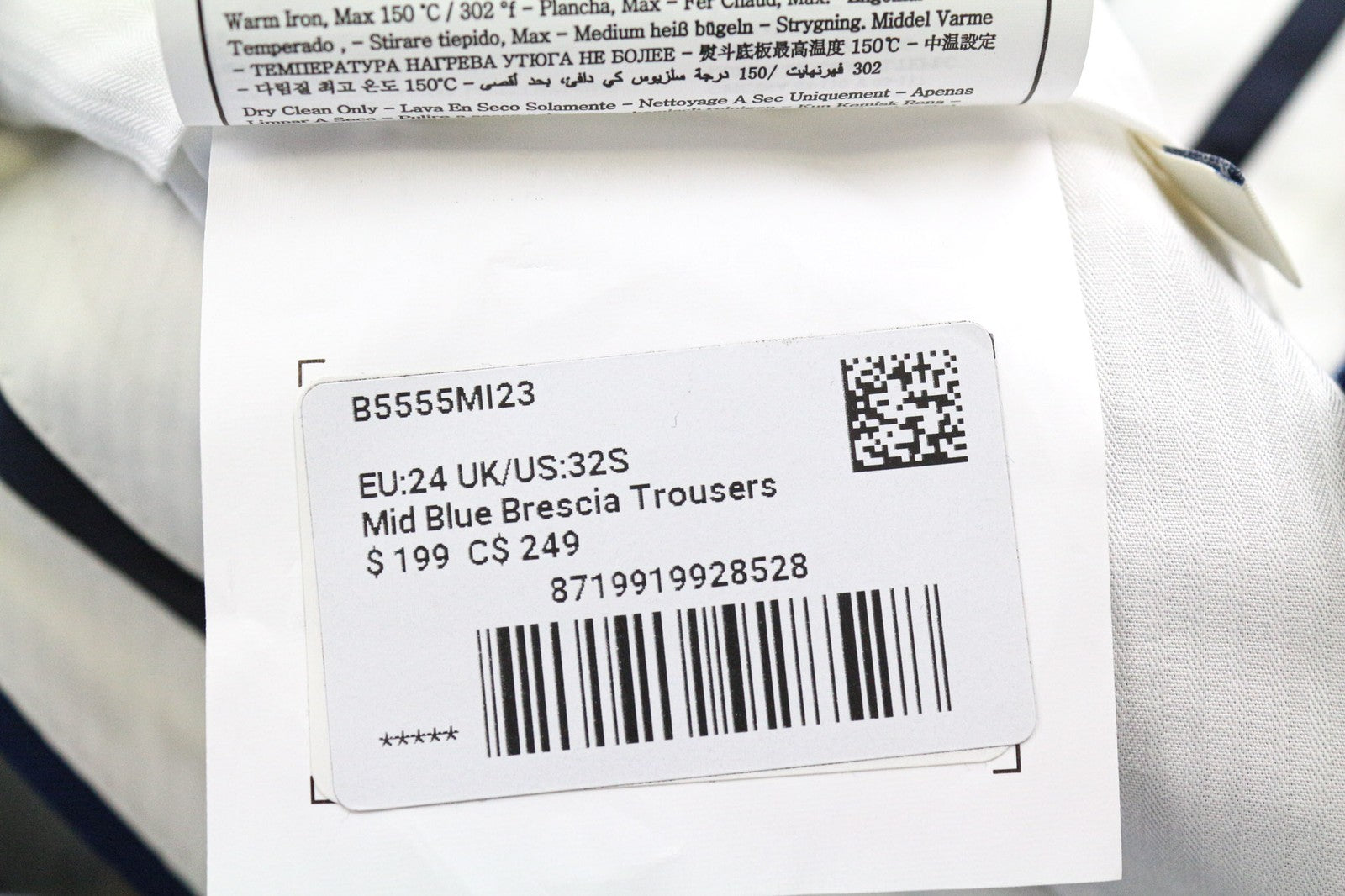 SUITSUPPLY Brescia Men Trousers UK32S Blue Pure Wool Pleat Front Classic