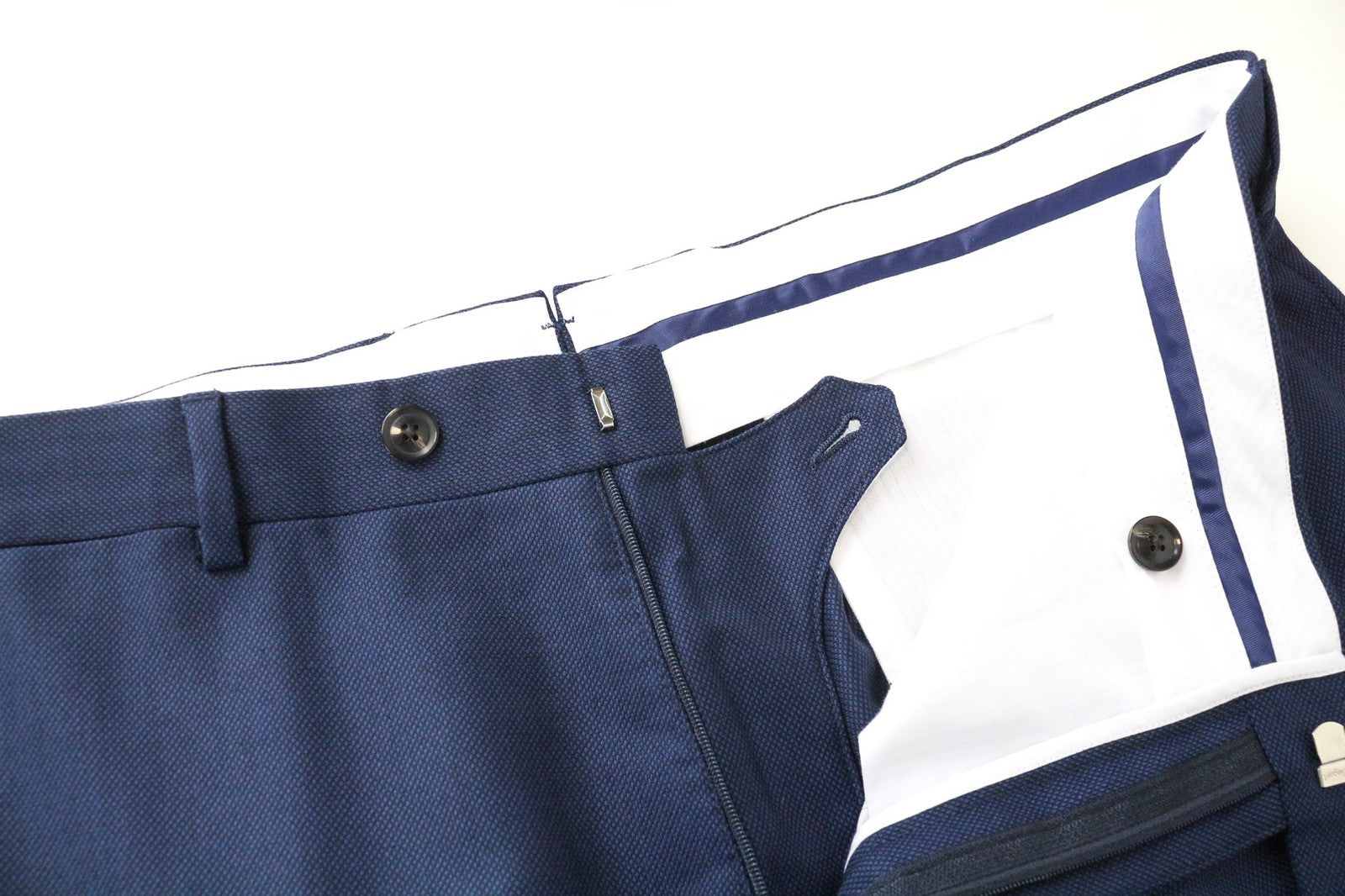 SUITSUPPLY Brescia Men Trousers UK38S Blue Pure Wool Pleat Front Lined