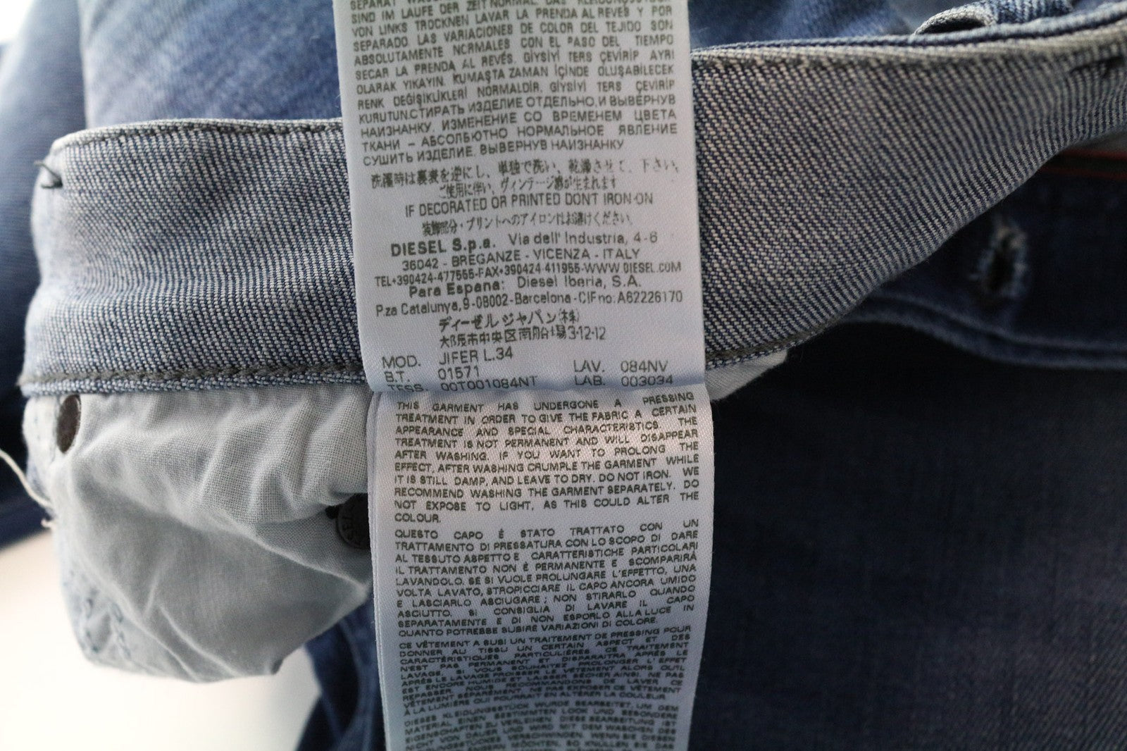 DIESEL Jifer 084NV Men Jeans W31/L34 Slim Tapered Wash Blue Cotton Stretch