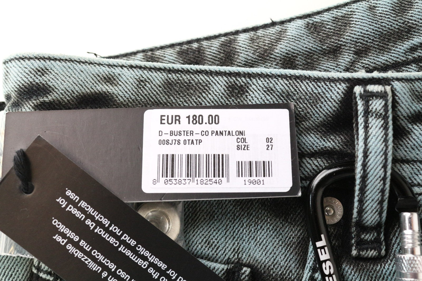 DIESEL D-Buster-CO 0TATP Men Jeans W27 Slim Fit Pure Cotton Blue Grey Wash