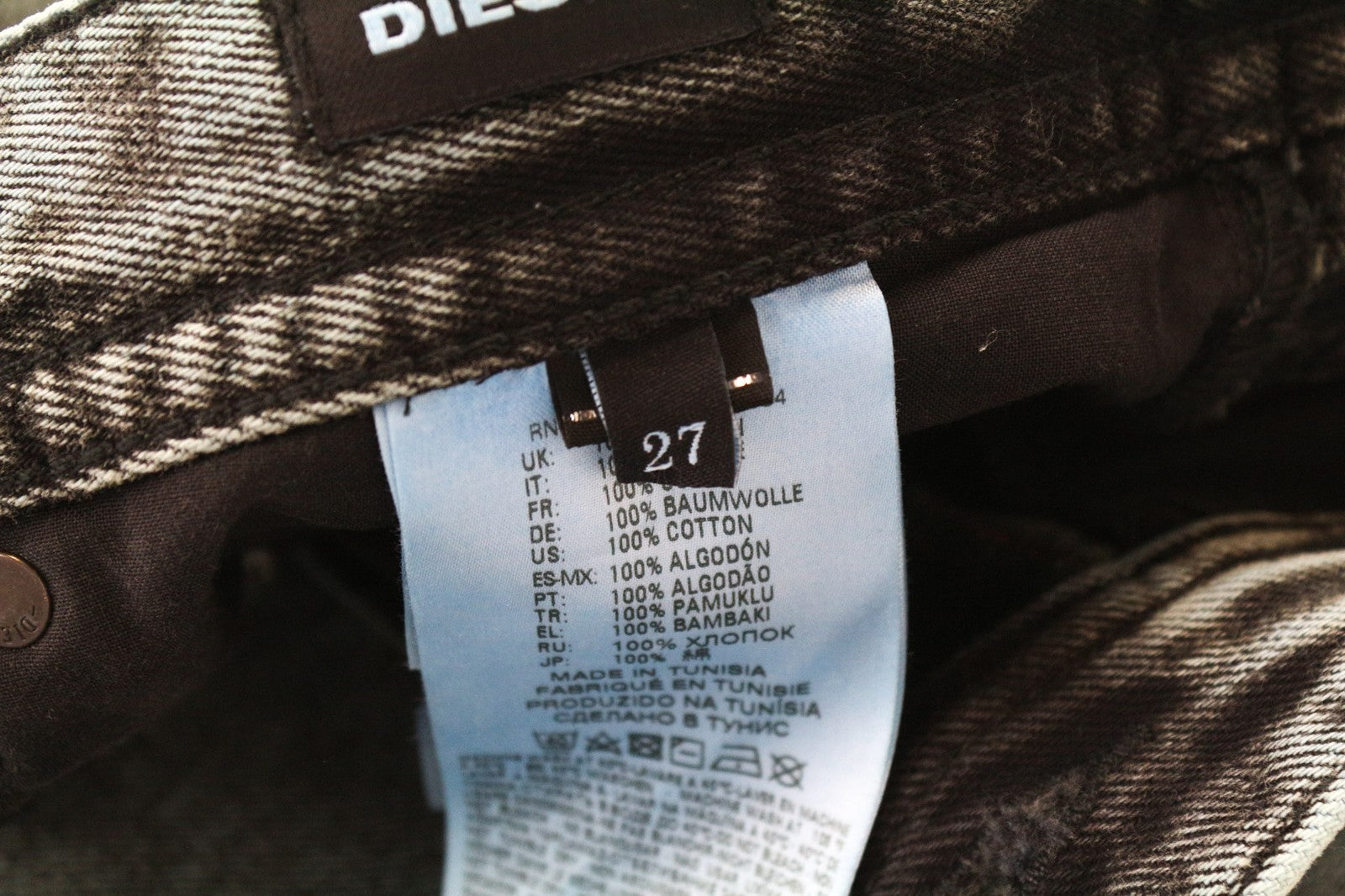 DIESEL D-Buster-CO 0TATP Men Jeans W27 Slim Fit Pure Cotton Blue Grey Wash