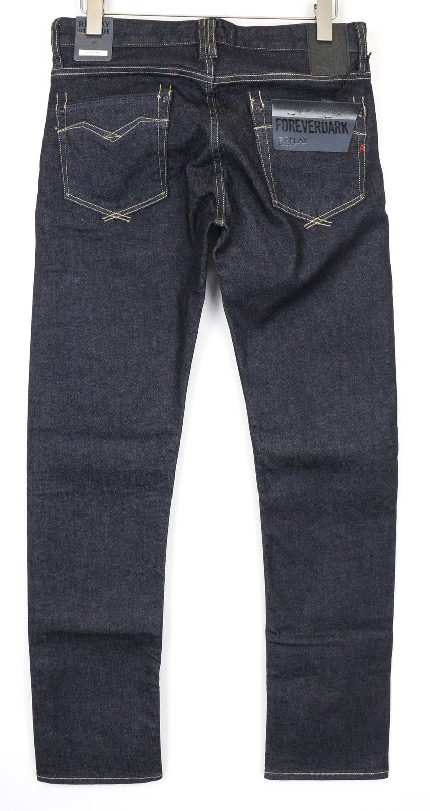 REPLAY Newbill Men Jeans W30/L34 Comfort Straight Dark Blue Cotton Stretch