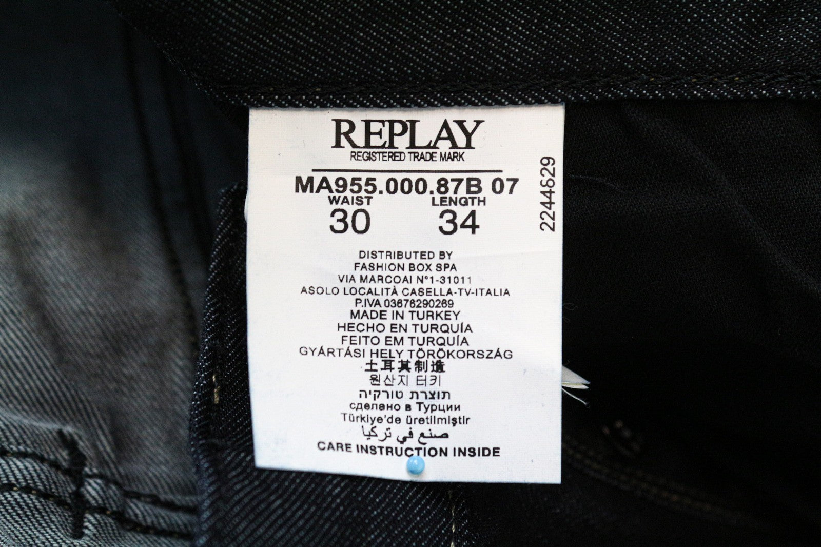 REPLAY Newbill Men Jeans W30/L34 Comfort Straight Dark Blue Cotton Stretch