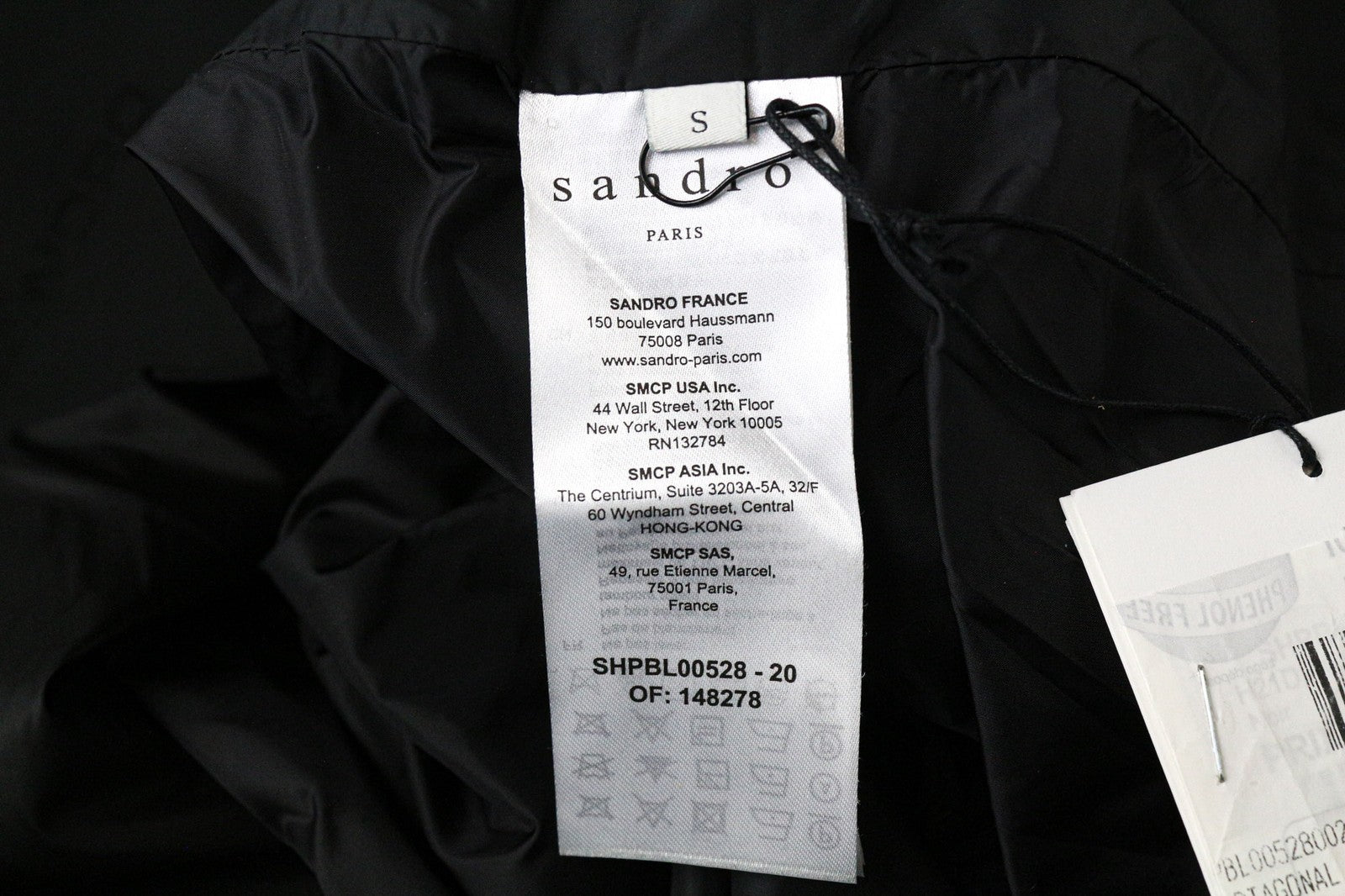 SANDRO Diagonal Men's Jacket M Black Hooded Zip Lightweight Casual Layer