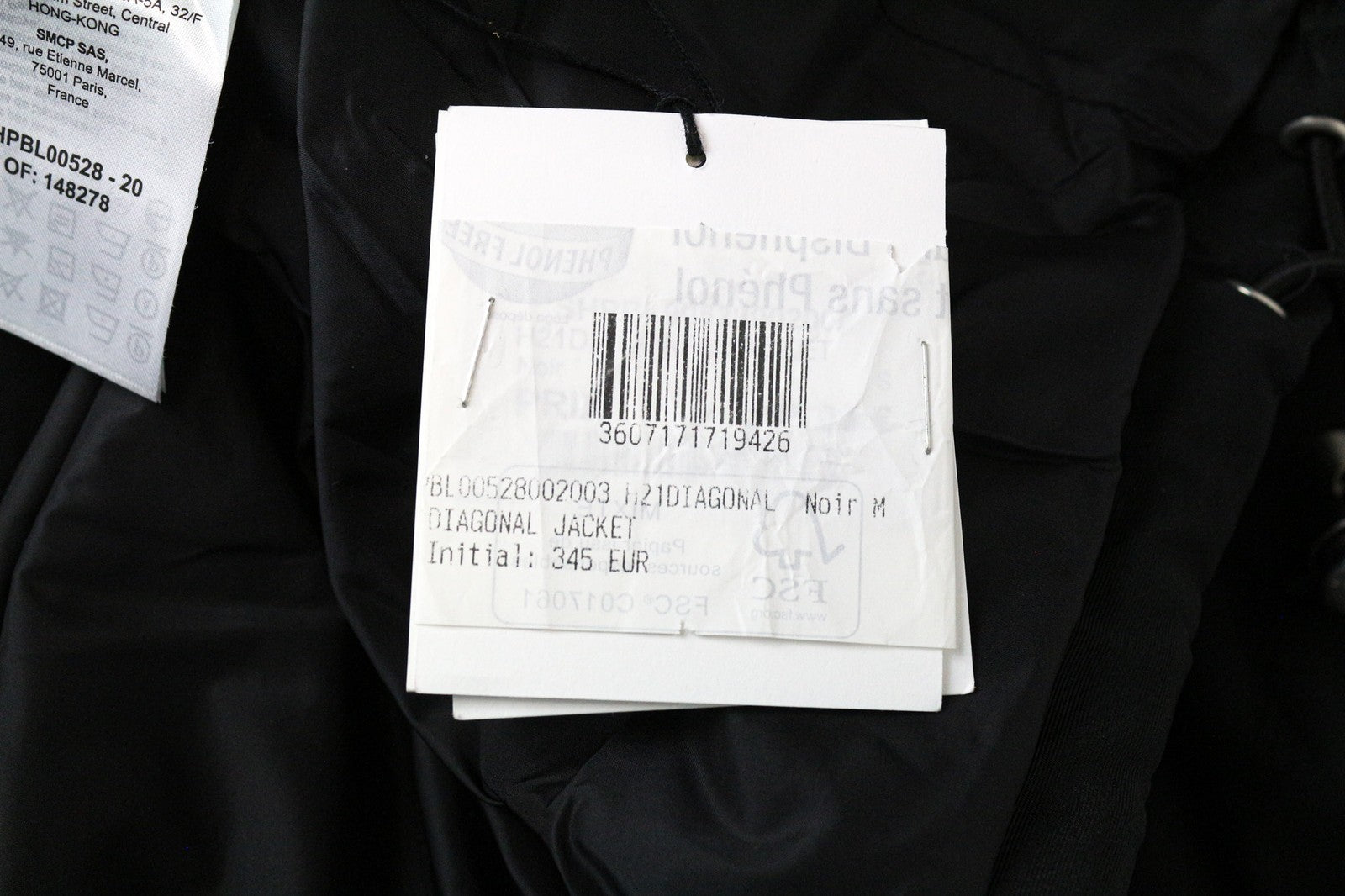 SANDRO Diagonal Men's Jacket M Black Hooded Zip Lightweight Casual Layer