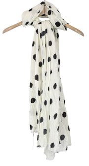 MAISON SCOTCH Women's Scarf OS White Cotton Light Dot Print Soft Wrap